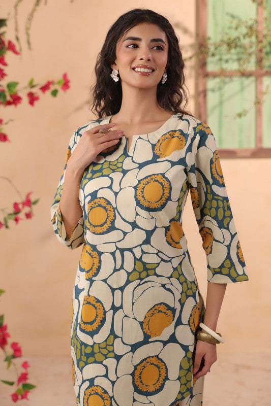 Multicolour Floral Motif Printed Cotton Co-ord Set