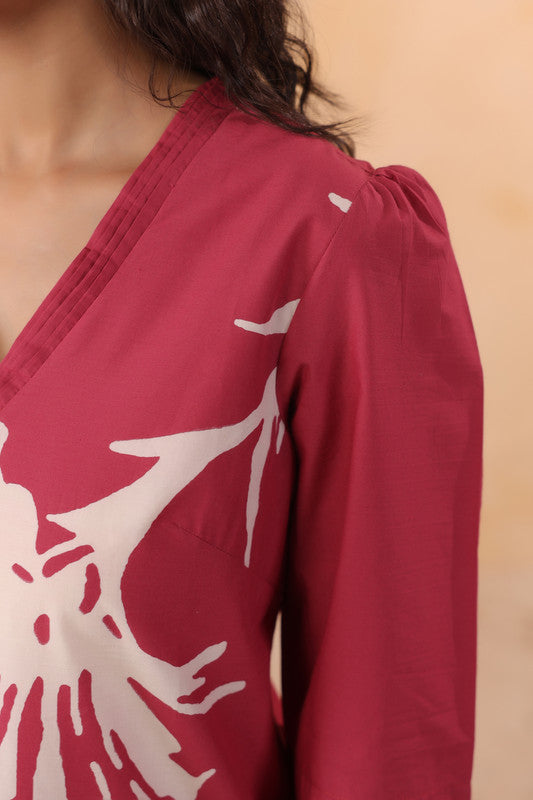 Rose Pink Elegant Floral Printed Cotton Co-ord Set