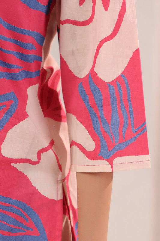 Pink & Beige Large Designer Floral Printed Cotton Co-ord Set