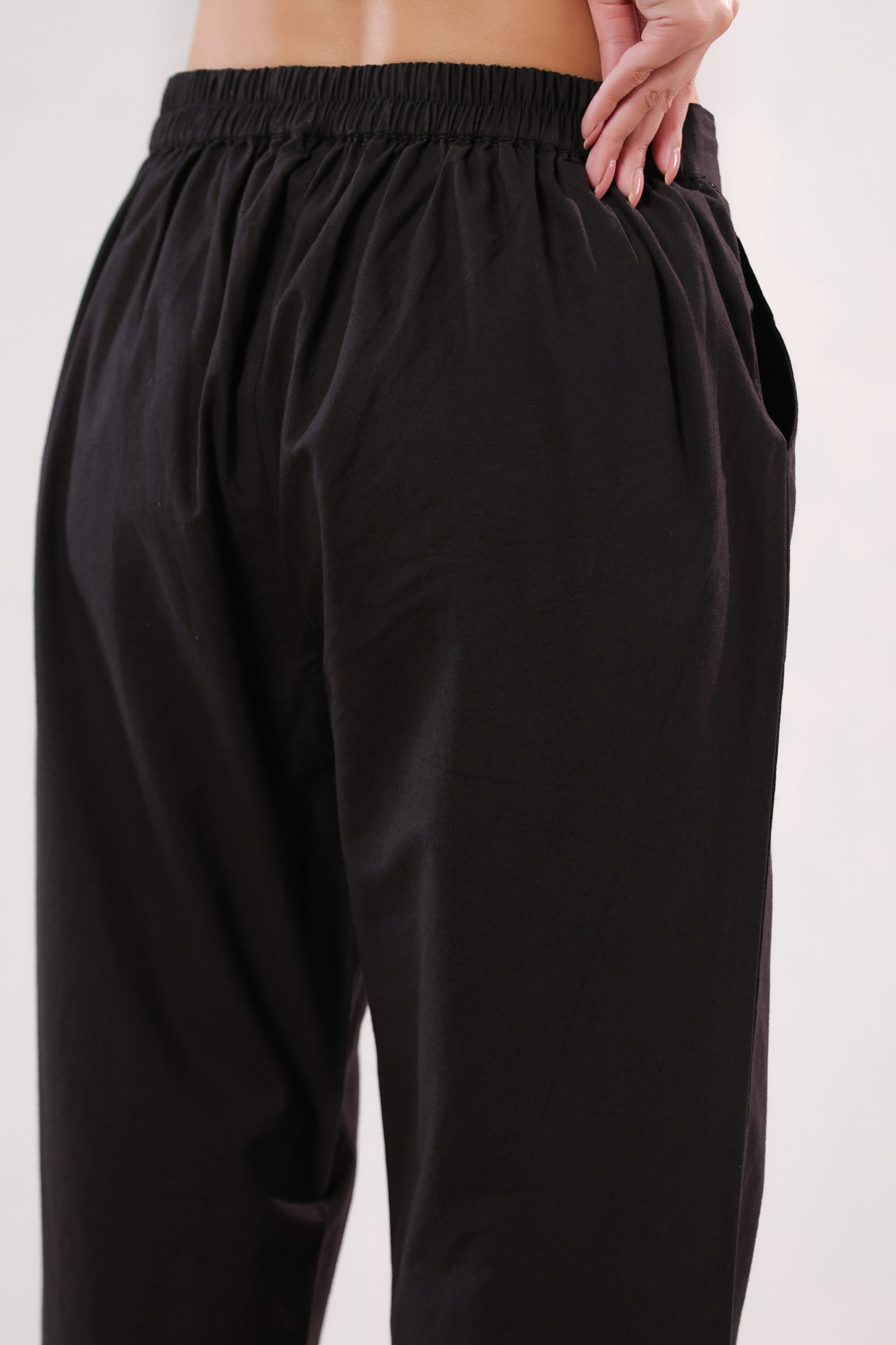 Classic Solid Dark Brown Ankle Length Cotton Pants