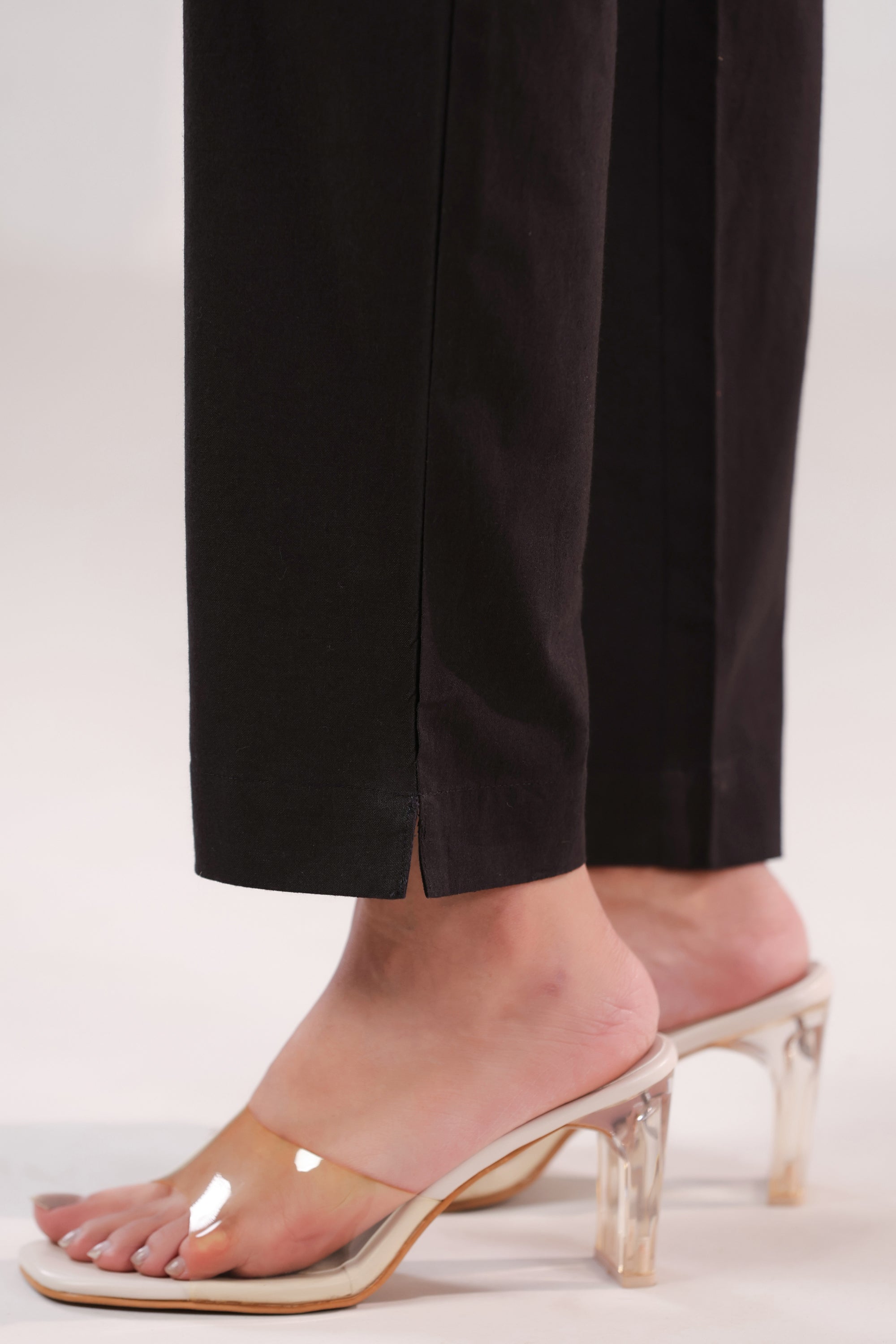 Classic Solid Dark Brown Ankle Length Cotton Pants