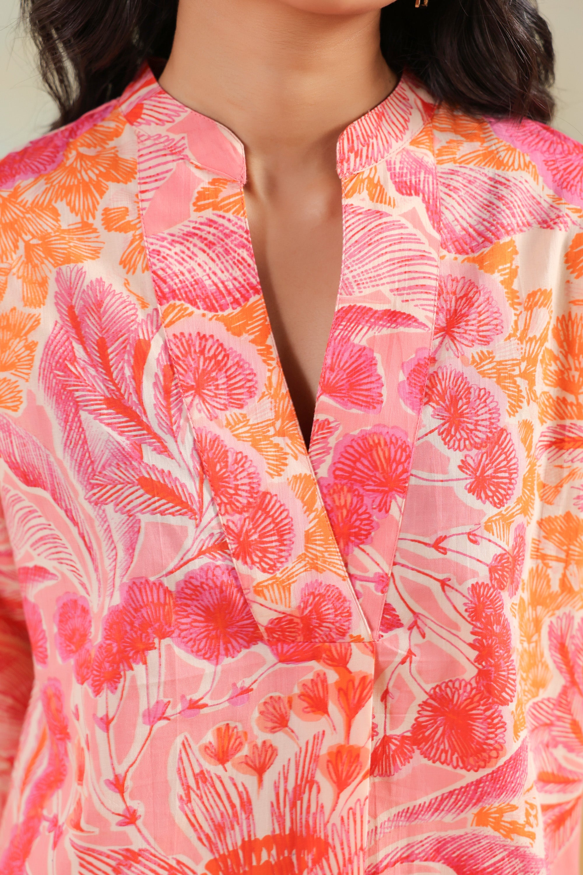 Multicoloured Blossom Tropical Printed Cotton Flex Co-ord Set