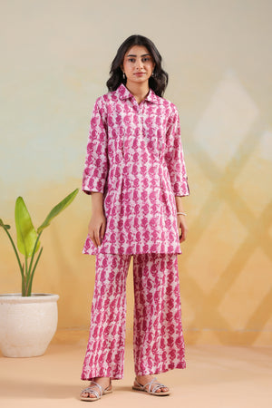 Pink Handblock Traditional Inspired Printed Cotton Co-ord Set