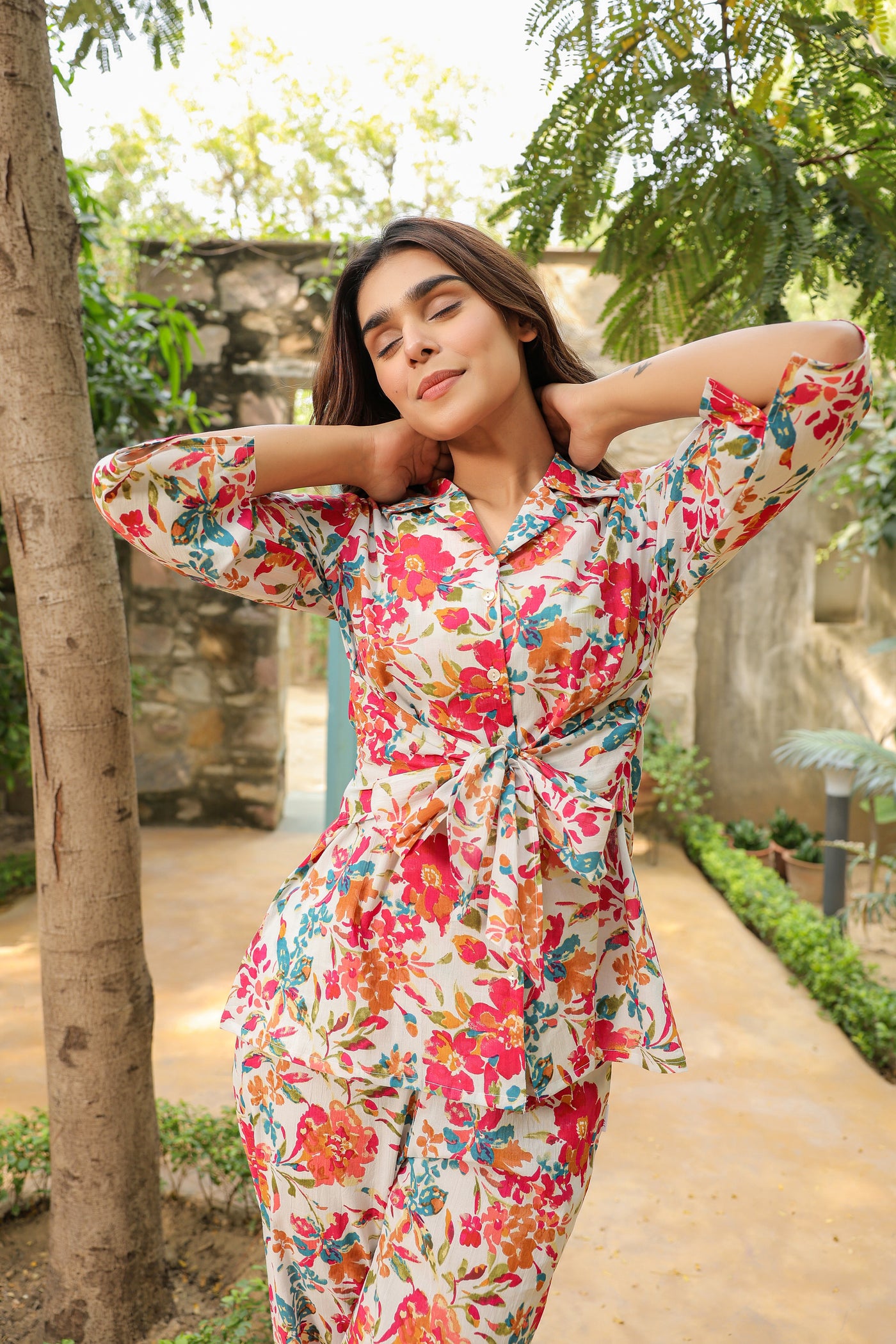 Baroque blooms on cotton co-ord set