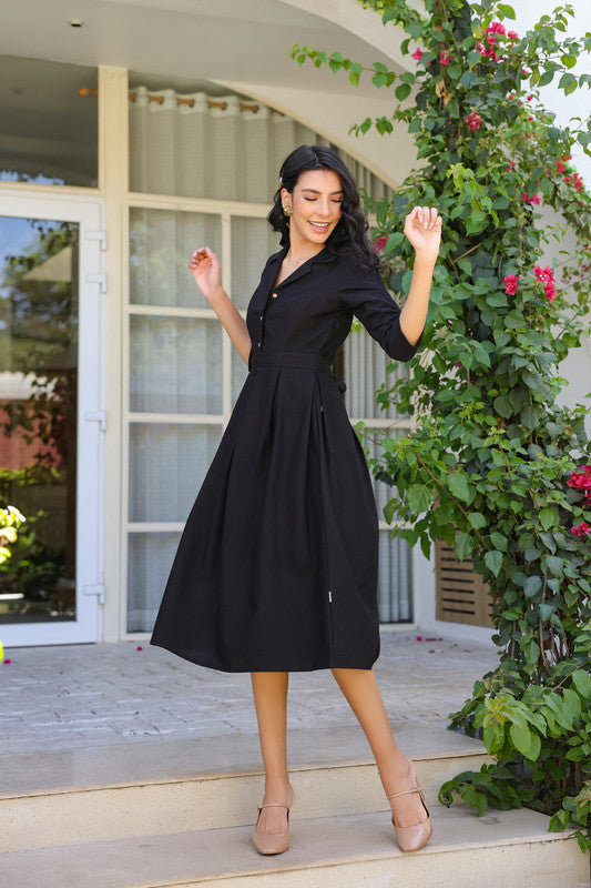 Black Aura Cotton Flex Dress