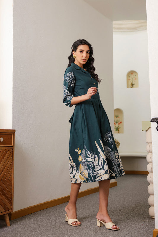 Green Savanna Safari Cotton Dress