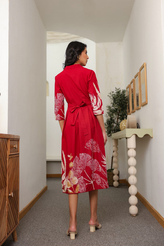 Red Savanna Safari Cotton Dress