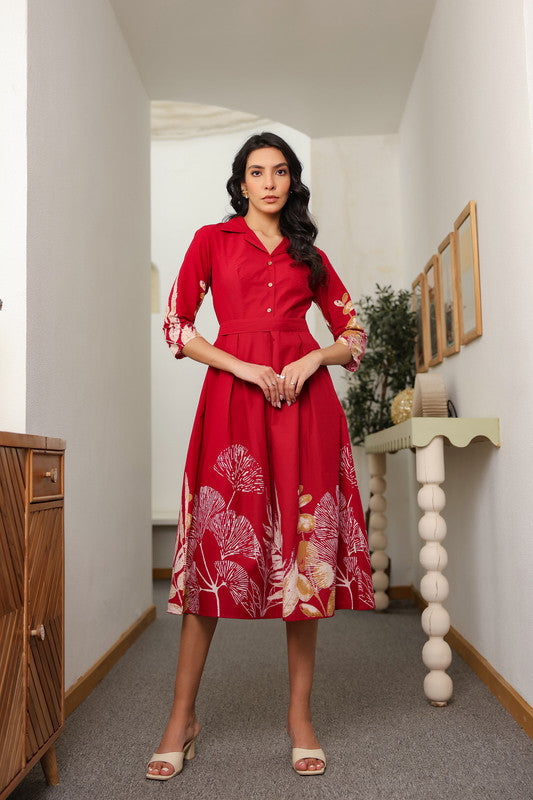 Red Savanna Safari Cotton Dress