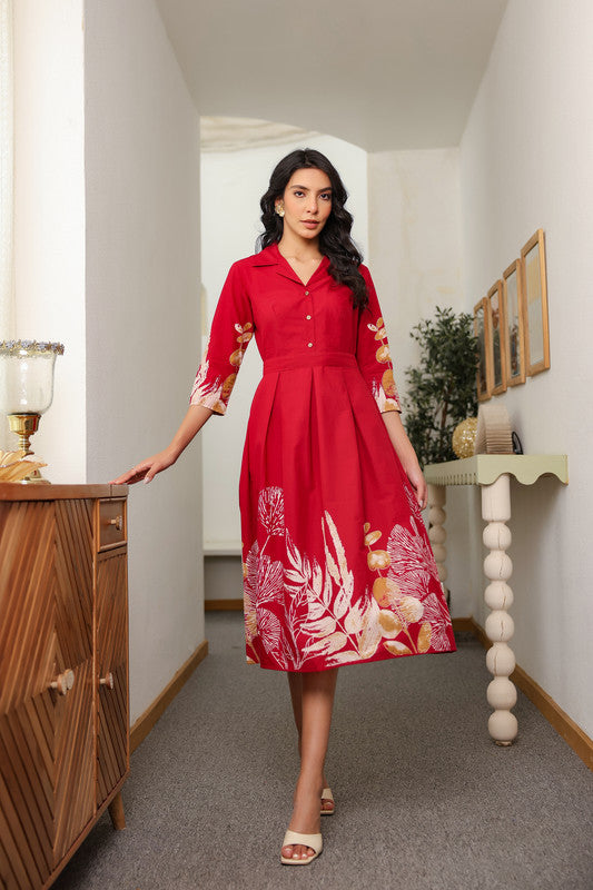 Red Savanna Safari Cotton Dress