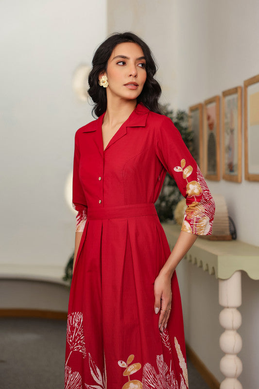 Red Savanna Safari Cotton Dress