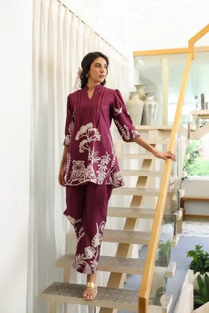 Wine Whisper Cotton Co-ord Set