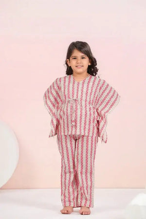 Crimson Stripes Kaftan Cotton Set