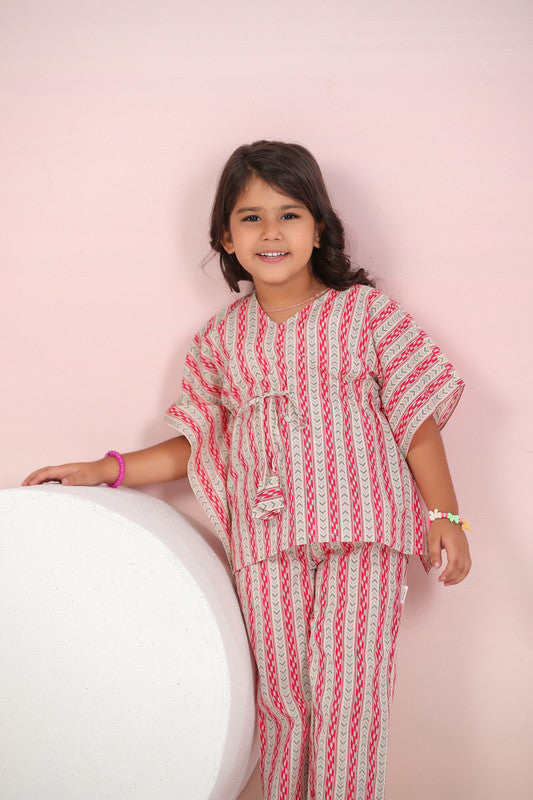 Crimson Stripes Kaftan Set