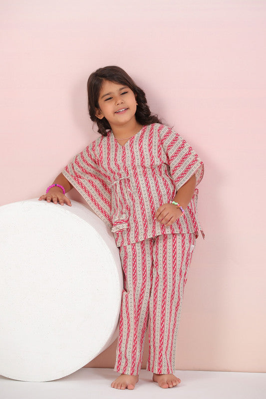 Crimson Stripes Kaftan Set