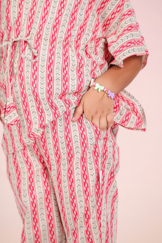 Crimson Stripes Kaftan Set