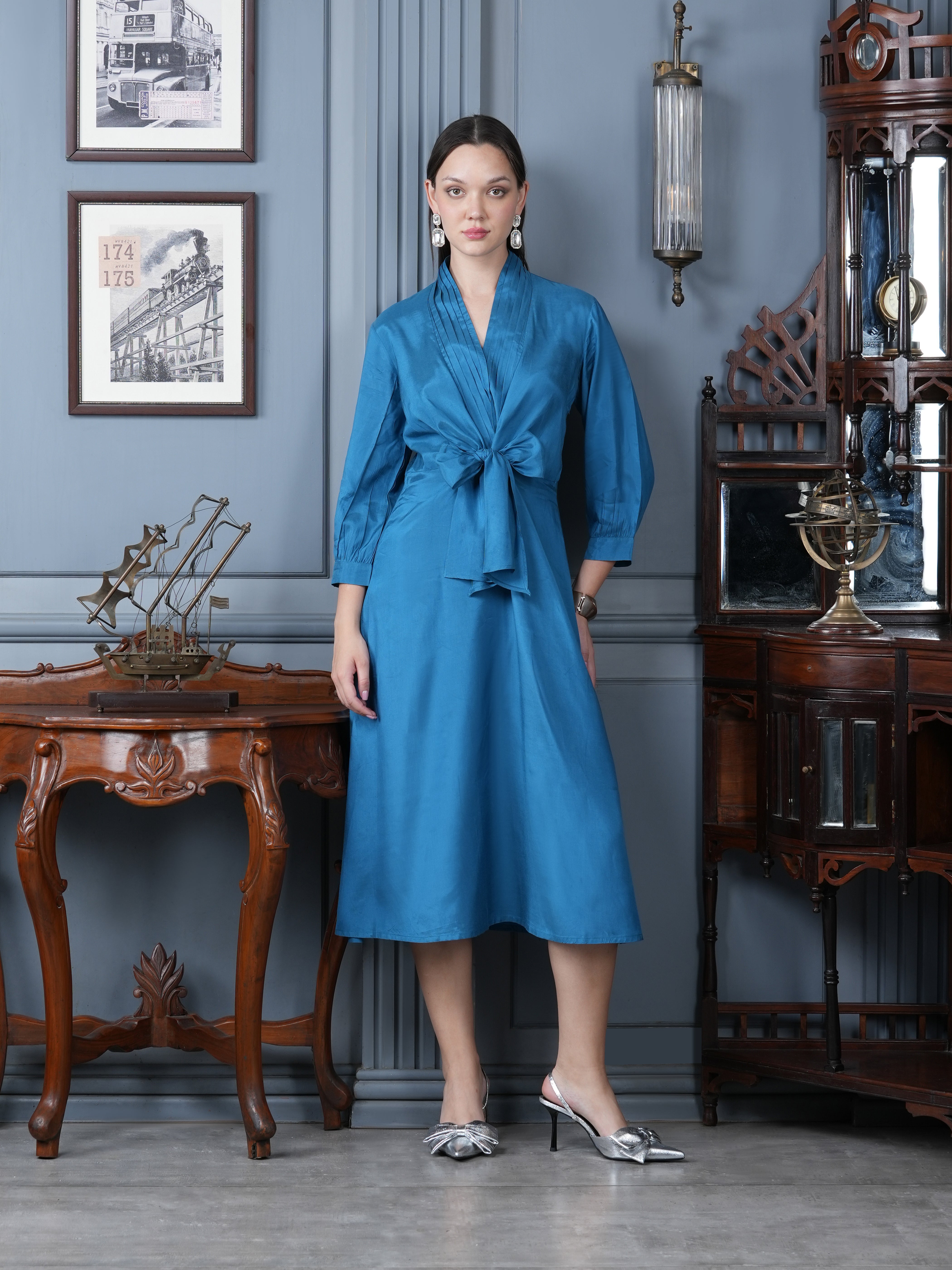 Blue Whisper Russian Silk Dress