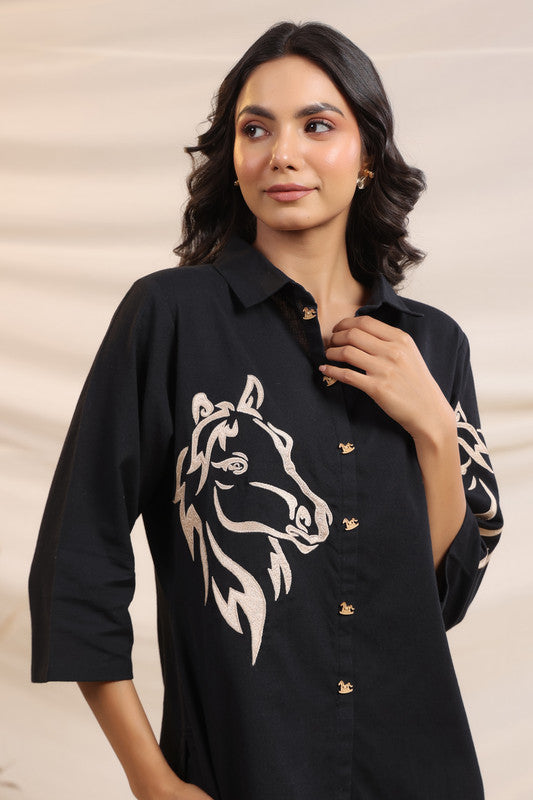 Majestic Horse Embroidered Cotton Flex Co-ord Set