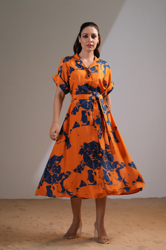 Amber Midnight Floral Russian Silk Dress