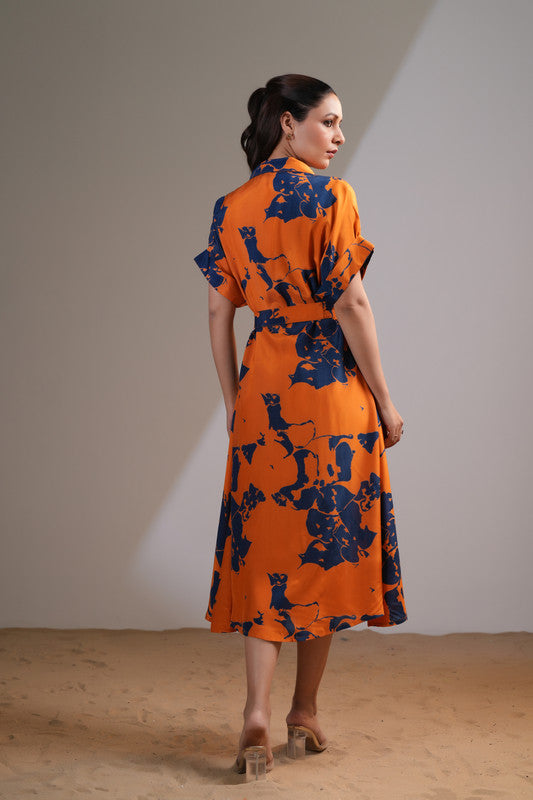 Amber Midnight Floral Russian Silk Dress