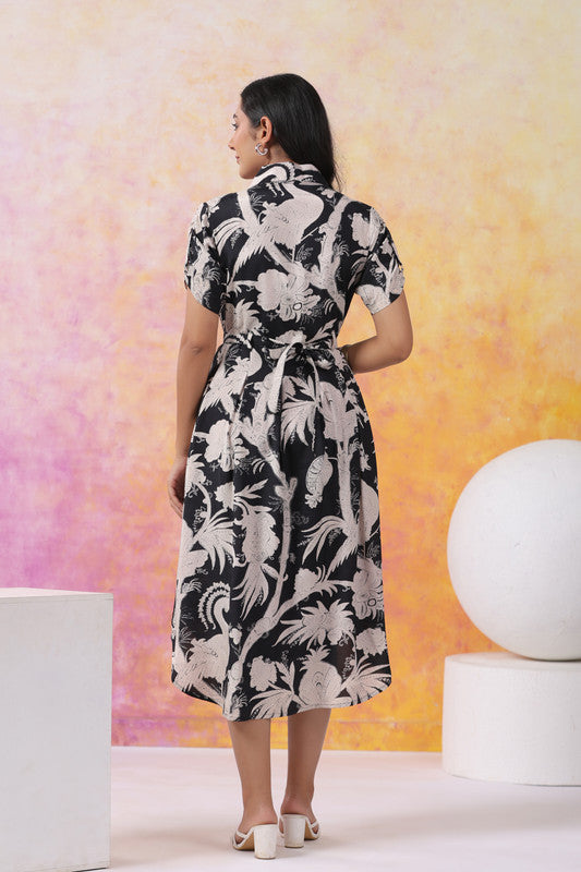 Leafy Luxe Russian Silk Dress