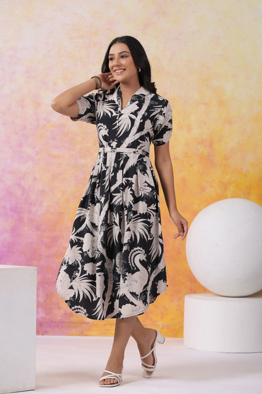 Leafy Luxe Russian Silk Dress