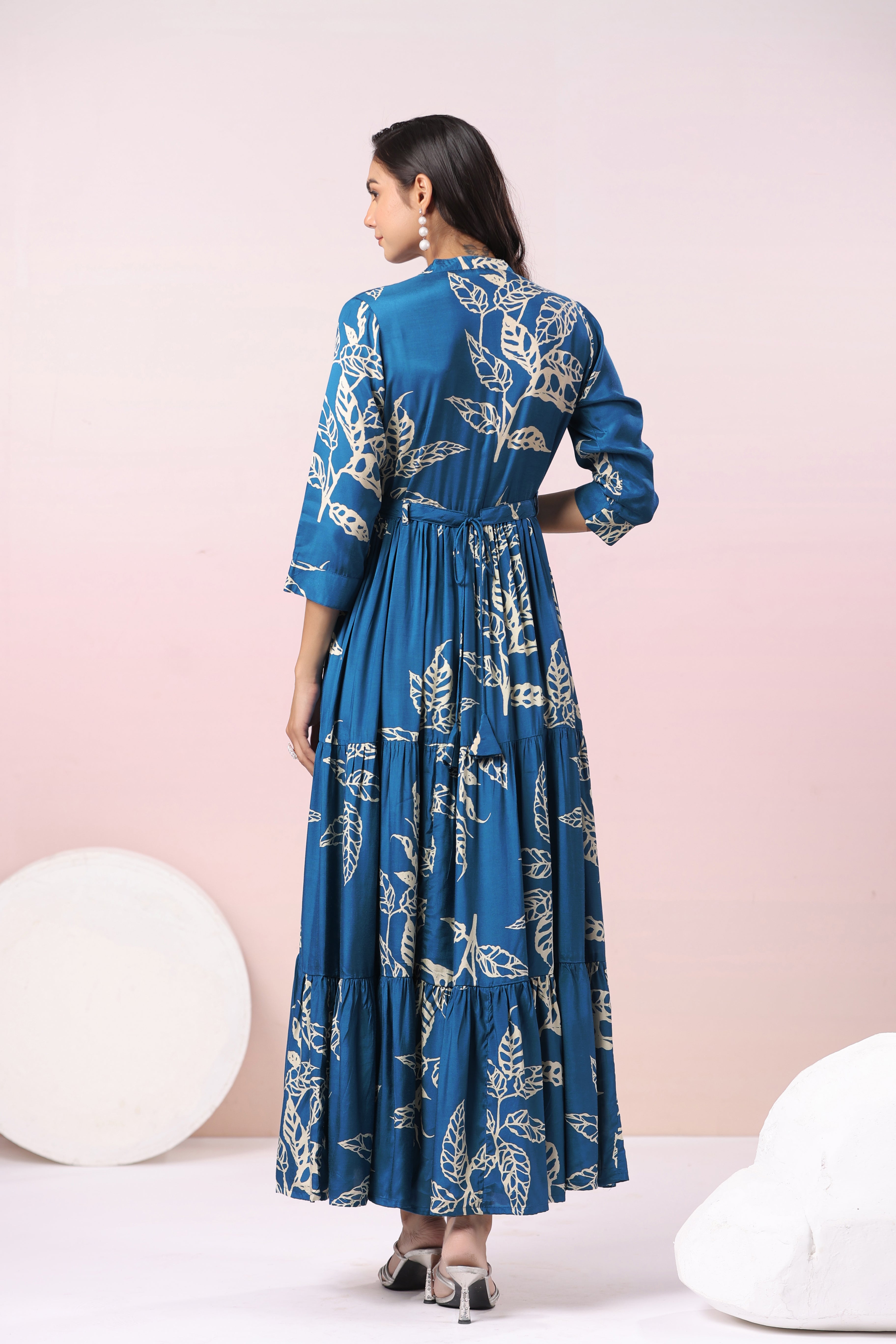 Azure Floral Elegance Dress