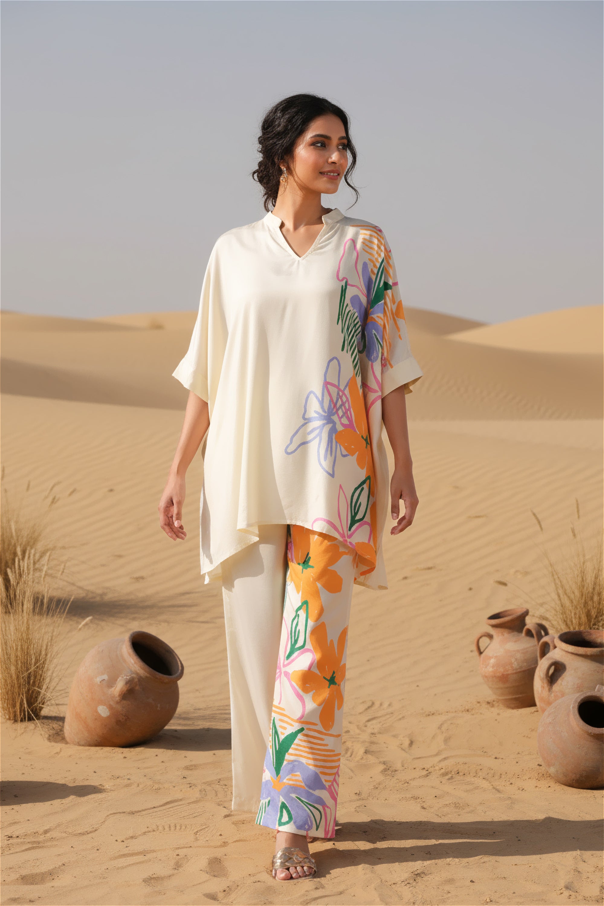 Tropical Canvas Russian Silk Co-ord Set