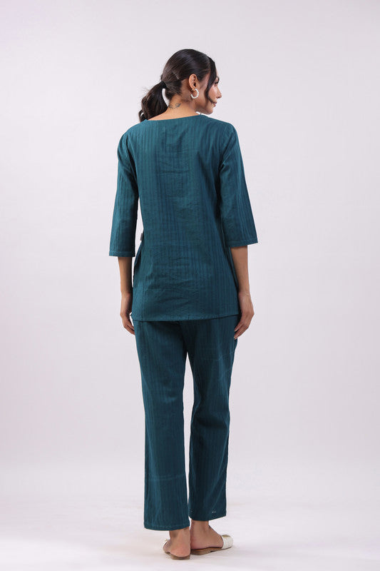 Ocean Poise Cotton Dobby Loungewear Top Set