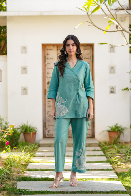 Teal Twinkle Cotton Flex Co-ord Set