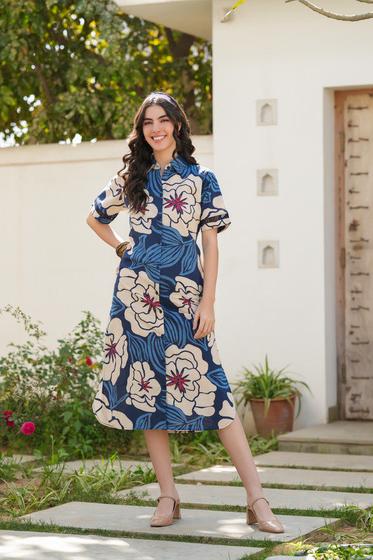 Ocean Petals Shirt Cotton Dress