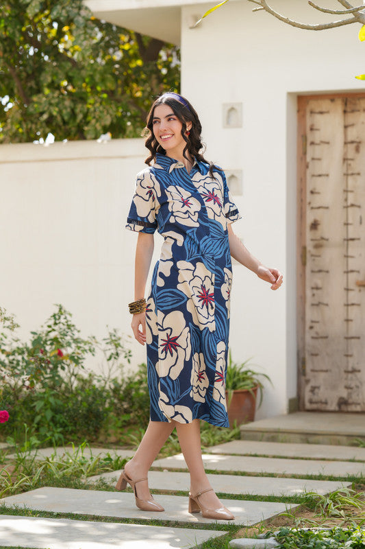 Ocean Petals Shirt Cotton Dress