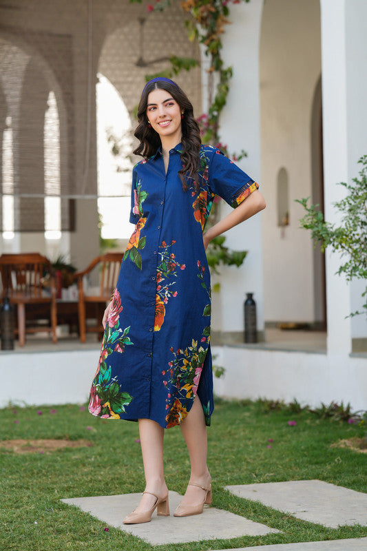 Twilight Garden Shirt Cotton Dress