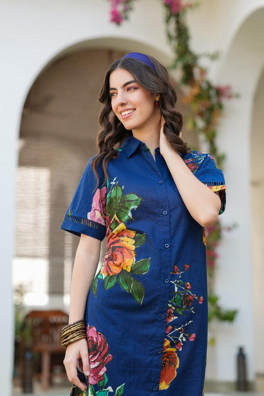 Twilight Garden Shirt Cotton Dress