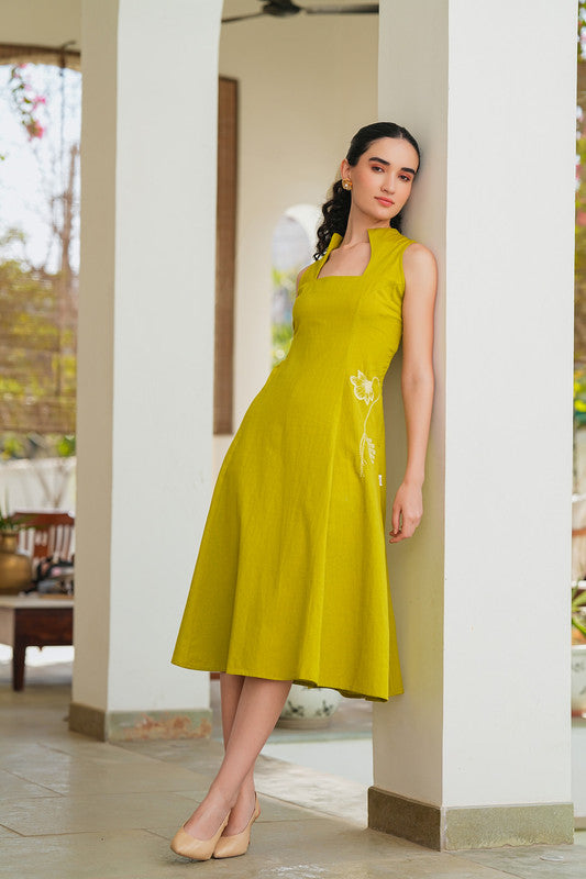 Lime Embroidery Dress