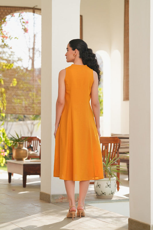 Sunlit Petal Trail Cotton Flex Dress