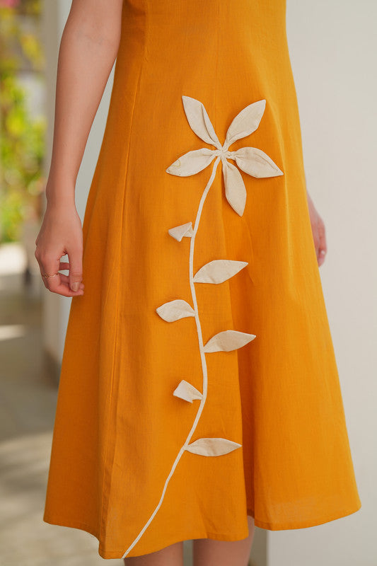 Sunlit Petal Trail Cotton Flex Dress