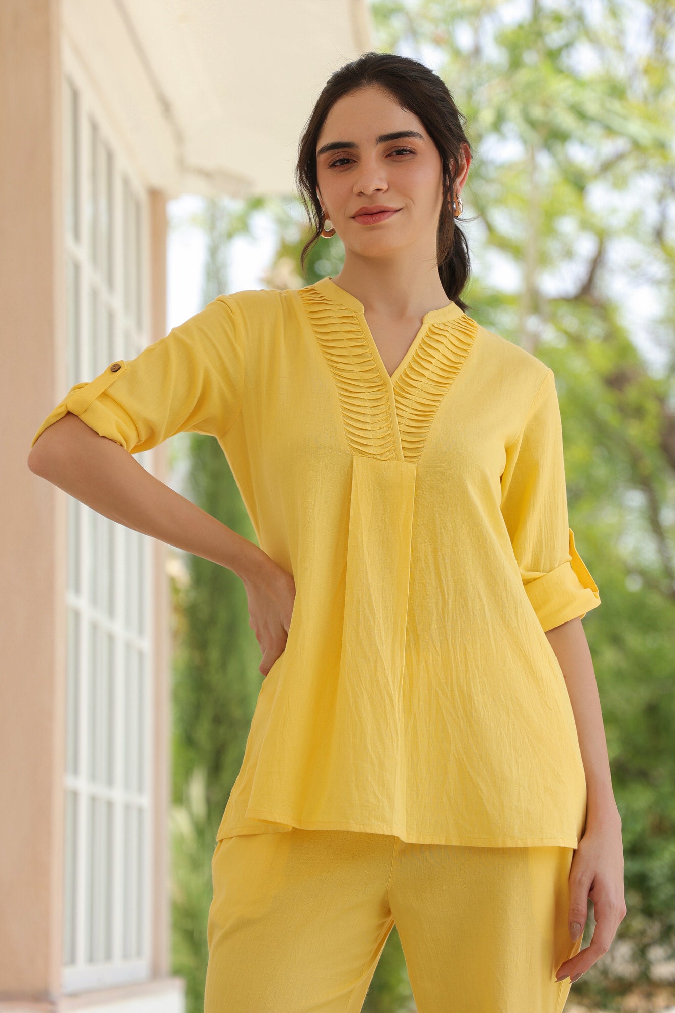 Summer Breeze Yellow Cotton Flex Co-ord Set