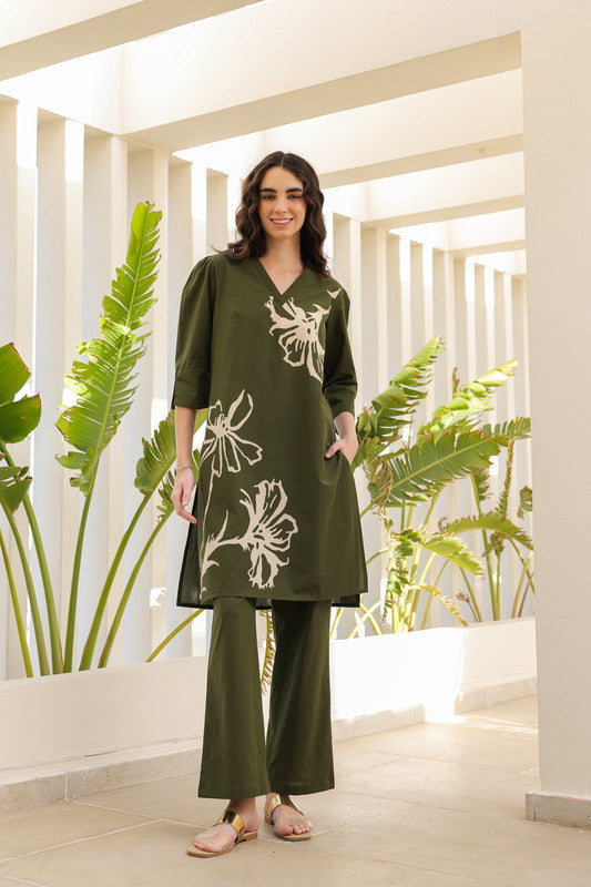 Olive Meadow Cotton Co-ord Set