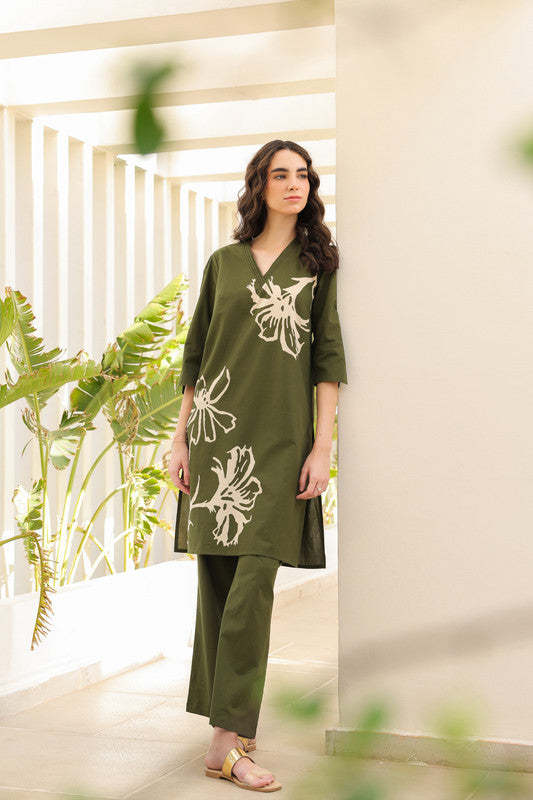 Olive Meadow Cotton Co-ord Set