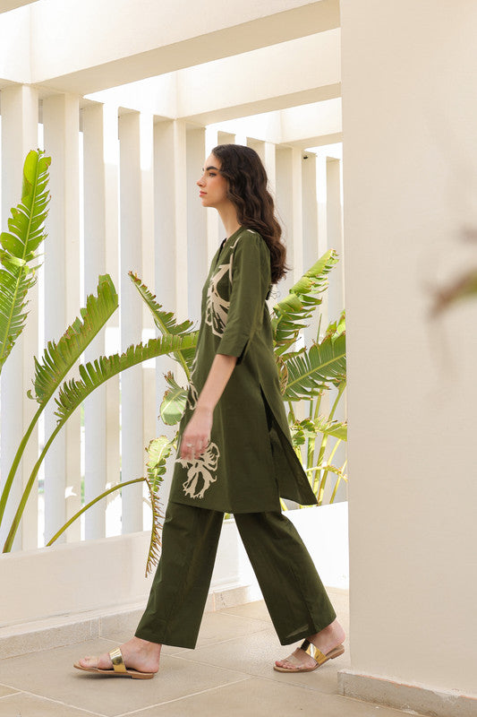 Olive Meadow Cotton Co-ord Set