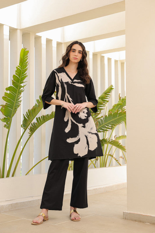 Ink Black Flora Cotton Co-ord Set