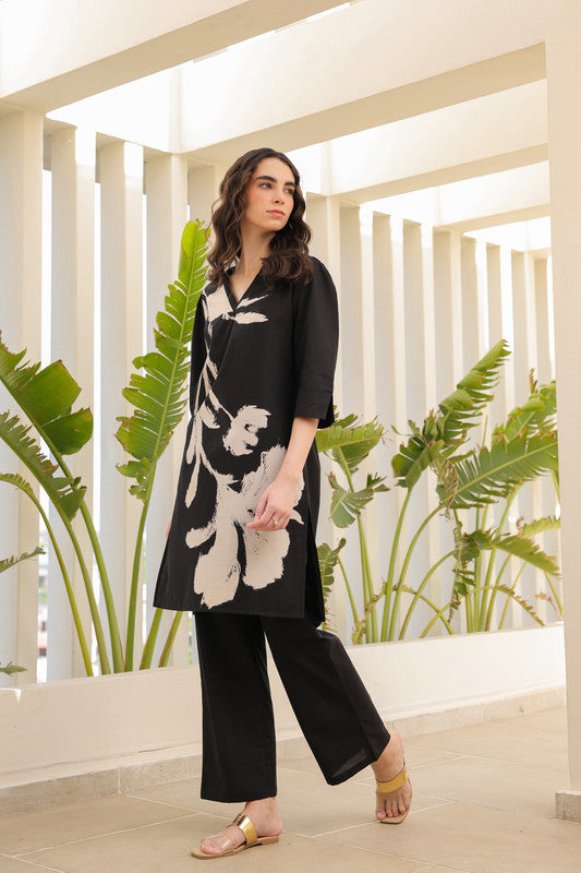 Ink Black Flora Cotton Co-ord Set