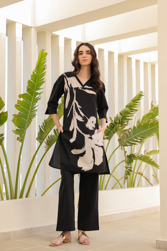 Ink Black Flora Cotton Co-ord Set