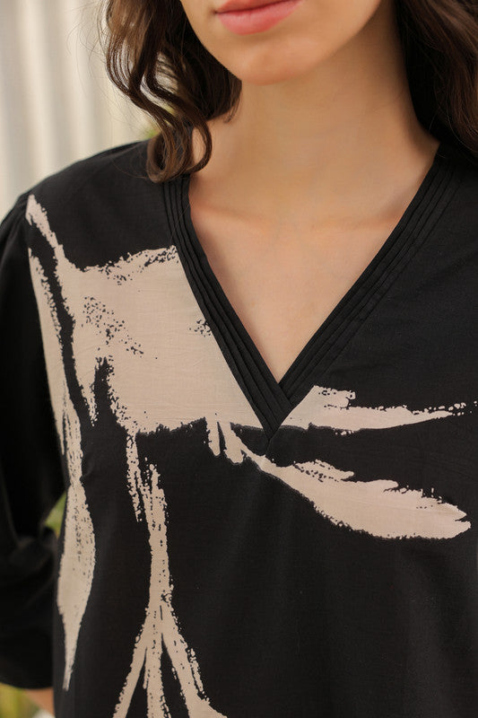 Ink Black Flora Cotton Co-ord Set