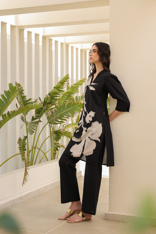 Ink Black Flora Cotton Co-ord Set