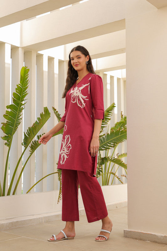 Cherry Peach Cotton Co-ord Set