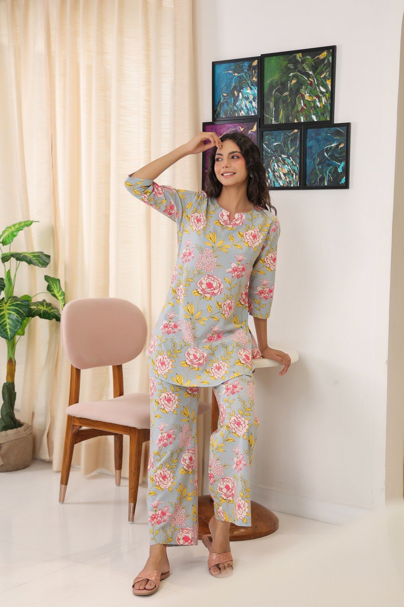 Pixie Pair Cotton Flex Palazzo Loungewear Set