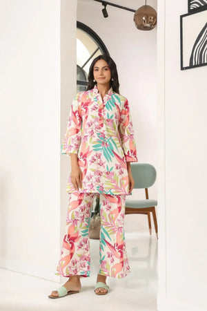Canopy White Cotton Palazzo Loungewear Set