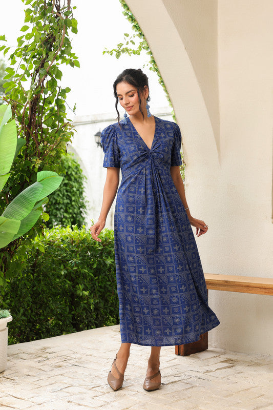 Geometric Grace Cotton Dress