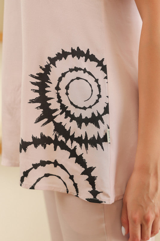 Soft Rosy Abstract Russian Silk Co-ord Set